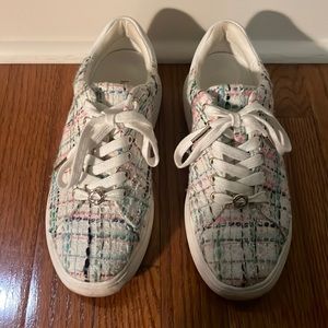 Kate Spade Lift Multicolor White Tweed Plaid Lace Up Casual Fashion Sneakers sz7